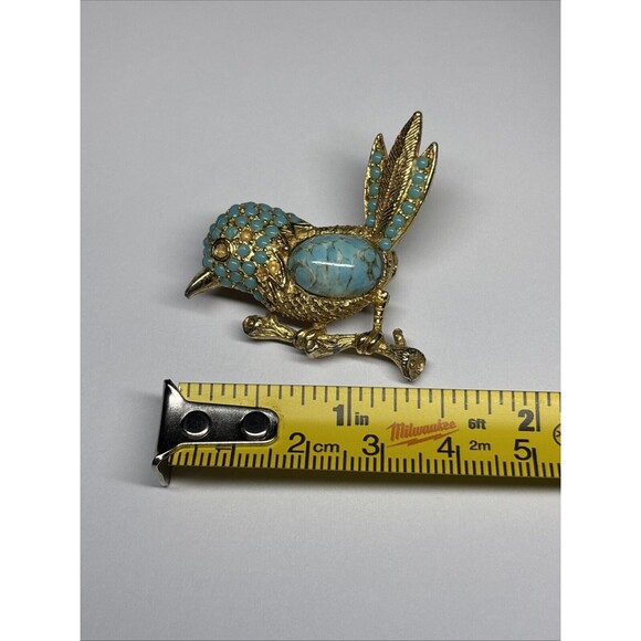 SPHINX BlueBird Brooch Jelly Belly Blue Bird On a Branch Pin READ DESCRIPTION - Picture 7 of 7